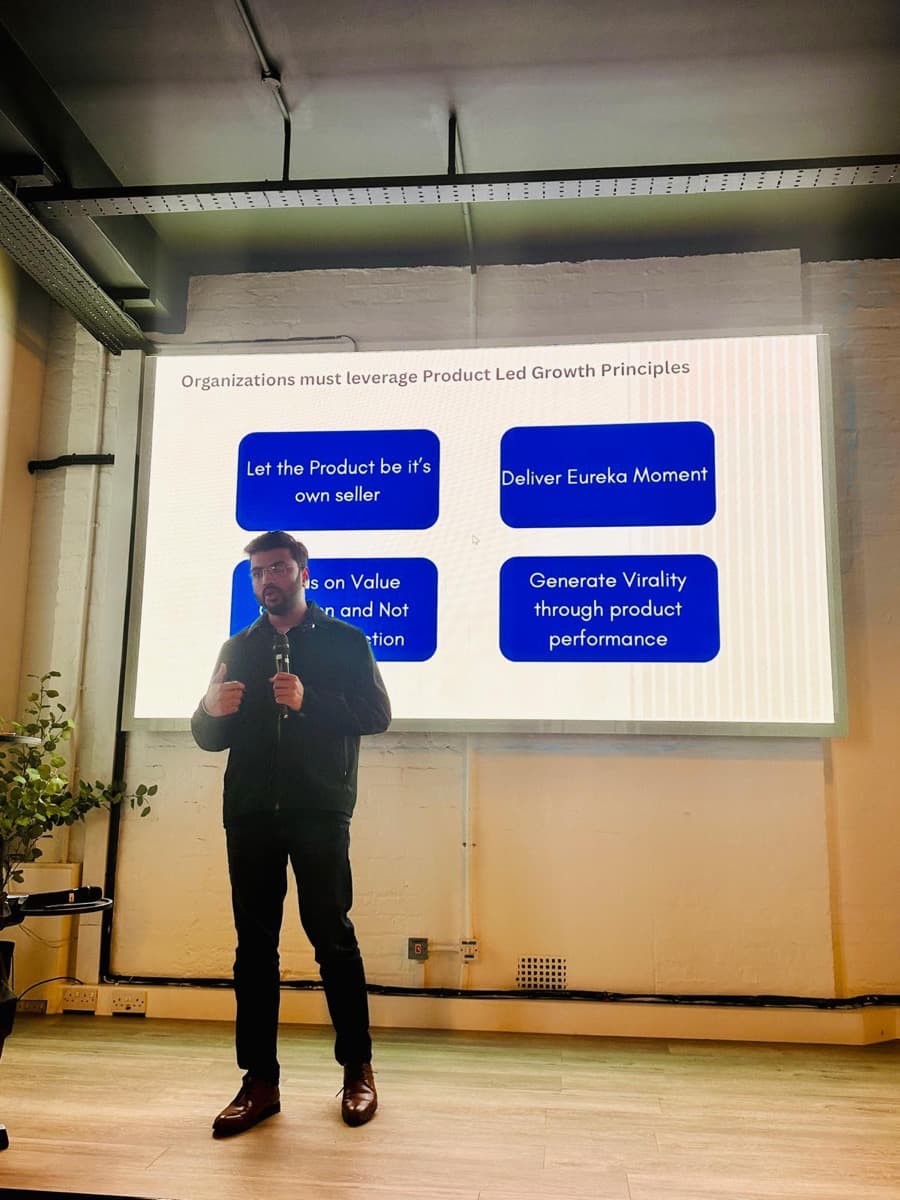 Sapnil Bhatnagar speaking on product-led growth